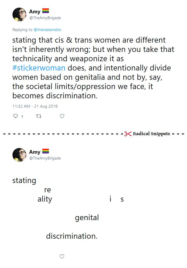 RadSnips's tweet photo. #Stickerwoman rulez! ππ
Baseball bats and intimidation mobs are just for fun but weaponized vaginas and stickers hurt... π
#WomenDontHavePenises #Trans #TheNewBinary #DontCallMeCis #ChooseReality #PeakTrans #GenderIsMadeUp #SexNotGender #WordsHaveMeaning https://t.co/UNBJujIDAh