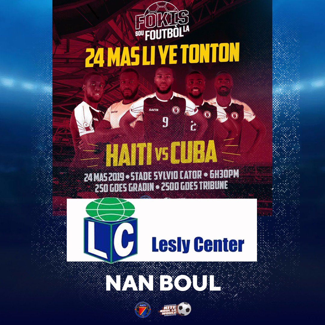 fhfhaiti's tweet photo. LESLY CENTER nan BOUL🎊⚽#MOBILISATIONtotale
#ToutPEYIaFonwSÈL❤🇭🇹 #NoupralmetCubaCHO🔥🔥#VinGadMATCHsaNanSTADEla🙌🏾 #24MAS #LigueDesNations🏆 #FocussouFOUTBÒLla #KiteBoullaWoule⚽🇭🇹 @LeslyCenter https://t.co/lQVQjo3Uxk
