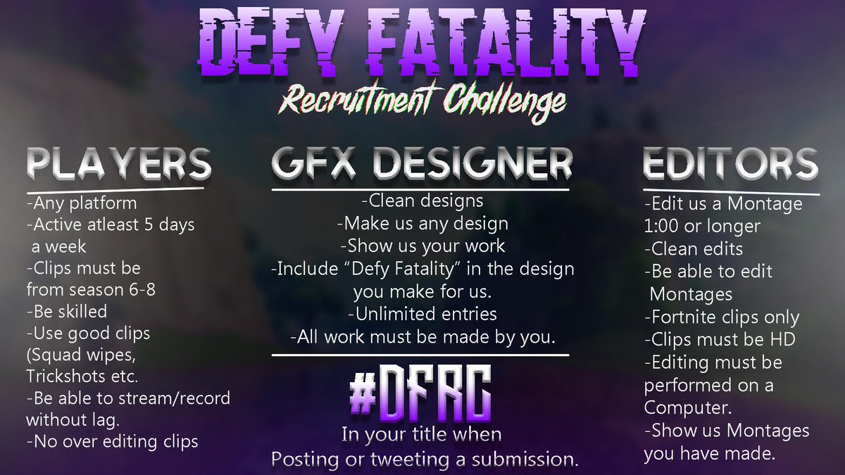 Defy Fatality Defyfatality Twitter Fortnite Competition Fatalities Fortnite Competition Fatalities Defy Fatality Defyfatality Twitter