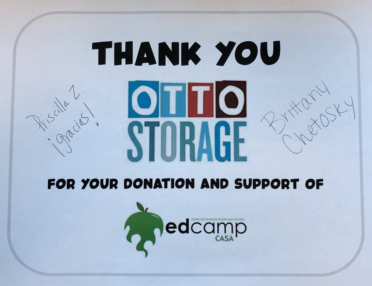 Thanks so much to <a href="/OttoStorage/">Otto Storage</a> for supporting <a href="/EdCampCASA/">EdCamp CASA/Berkley</a>!