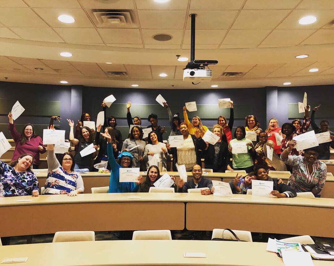 CCSDCounseling's tweet photo. Celebrating another group of ASIST trained staff. So thankful for the participants, trainers, department, and district who continue to support Ss safety through suicide intervention training. #LoveToLeadHere https://t.co/ixtV83w9f6