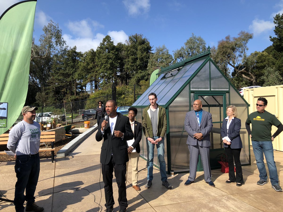 We re-opened the McLaren Community Garden w/ additional plots to accommodate 4 times the number of gardeners! The renovated site also features a new greenhouse, gazebo, &amp; plaza. Decorative panels created by <a href="/RecologySF/">Recology SF</a> artist-in-residence Jim Growden adorn the pedestrian gates.