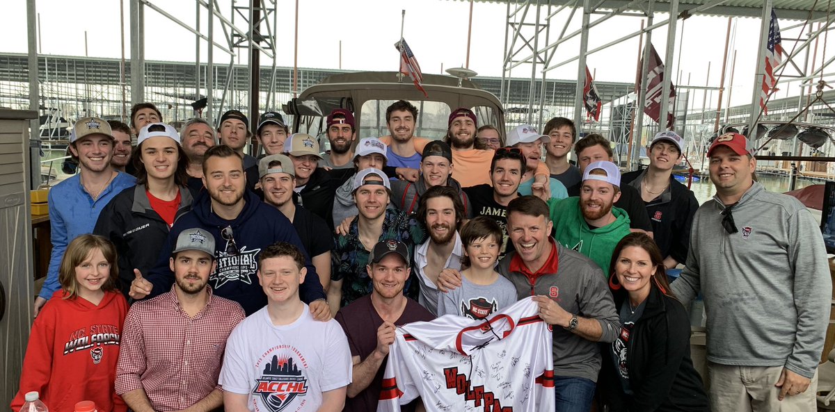 NCStateHockey's tweet photo. Thank you to Colonel Lendy Renegar NCSU class of 1994 and his family for hosting us today for some authentic Texas BBQ and a fun afternoon on the lake.  It’s support from #wpn members like you that has made this journey so amazing! https://t.co/xBvKuaivci