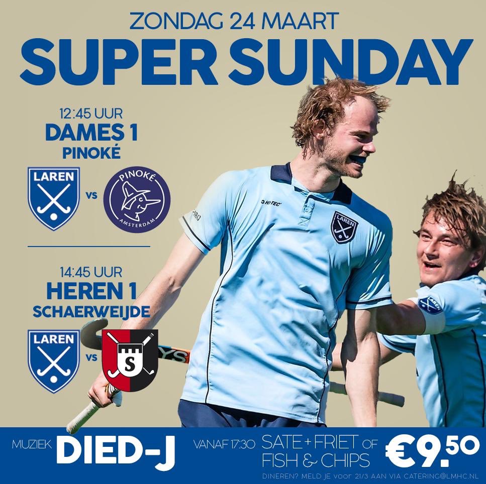 Het is SuperSunday! 12:45 Dames1 - <a href="/PinokeDames1/">Pinoké Dames 1</a> en 14:45 Heren1 - <a href="/Schaerweijde/">Schaerweijde</a> #hkhockey #promotieklasse