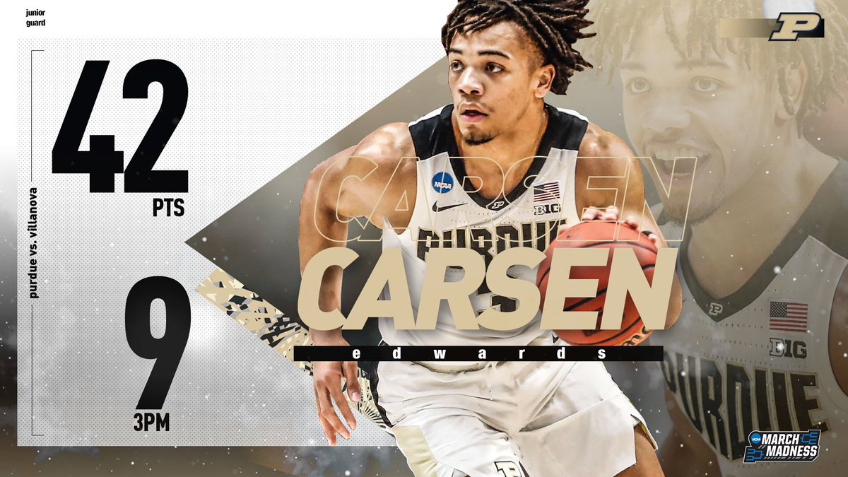 MarchMadnessMBB's tweet photo. 4️⃣2️⃣ for C-Boogie! 😱

Carsen Edwards WENT OFF for Purdue! #MarchMadness https://t.co/zp37YZQ8US