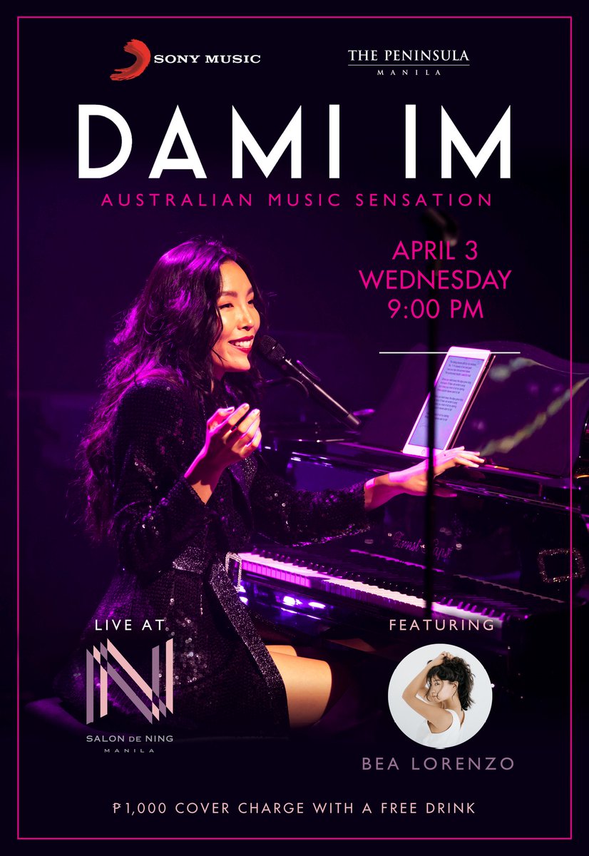sonymusicph's tweet image. Watch @damiandmusic LIVE in Manila! If you enjoyed her soulful voice on Spotify, you wouldn't want to miss out on listening to this Korean-Australian singer-songwriter serenade fans in person.💖 #DamiIm #DamiImLiveInManila #ManilaConcerts #PhilippineConcerts