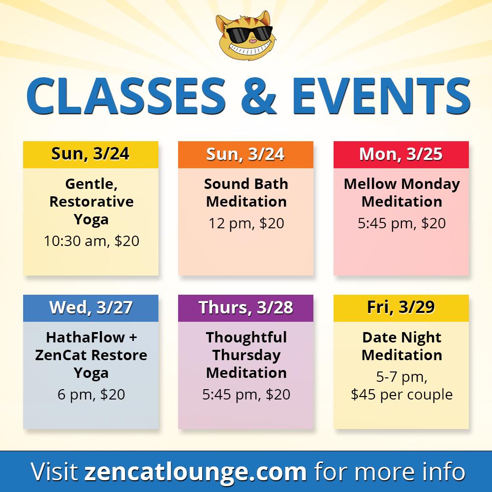 ZencatLounge's tweet photo. Here is what’s happening at ZenCat Lounge this week! #catyoga #meditation #mindfulness #yogawithcats #meditationwithcats #breaevents #brea https://t.co/9tn7vaSKXY