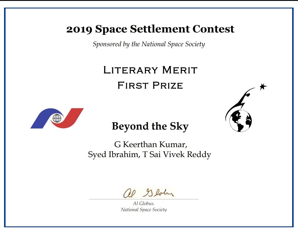rizwanmw's tweet photo. Thank you @nss and #NASA @NASAAmes for the prestigious 2019 "Literary Merit First Prize " to my Son on and his other two fellow classmates of #Narayana School Dilshuknagar #Hyderabad #TelanganaWithKCR https://t.co/dvjuGEV8MM