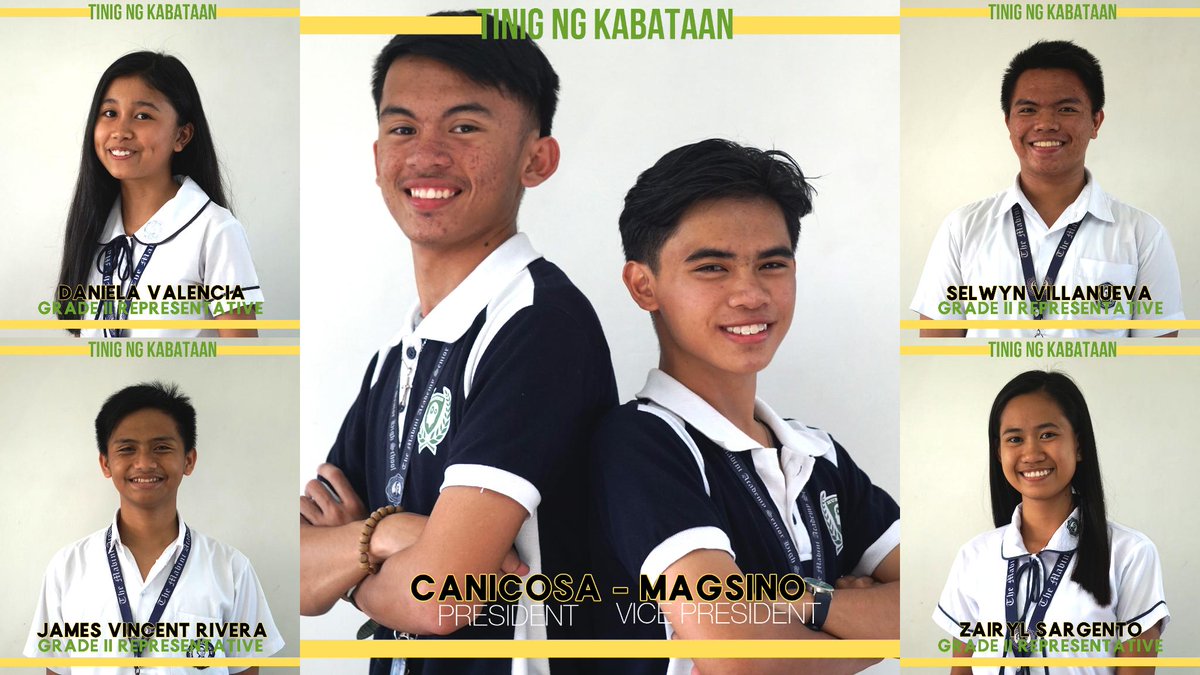 martincanicosa's tweet photo. We are the Gr 11 Representatives of #TinigngKabataan of TMA STUDENT COUNCIL 2019-2020
#TeamCanicosaandMagsino
#VSVR
"Magkaugnay na Serbisyo, Matagumpay na Liderato"
VALENCIA, Daniela
VILLANUEVA, Selwyn
RIVERA, James
SARGENTO, Zairyl https://t.co/wUGTbowryA