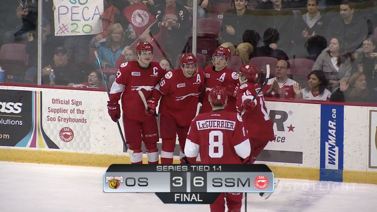 OHLHockey's tweet photo. GM2 FINAL: @AttackOHL (3) at @OHLHoundPower (6)
@ArizonaCoyotes prospect @BarrettHayton scores a pair.
π₯π: https://t.co/8jVrd8sgko
#OHLPlayoffs | #SSMvsOS (1-1) https://t.co/GA5cbbt8p7