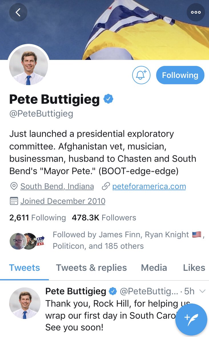 TruthSquad2020's tweet photo. Crazy to see the meteoric rise of @PeteButtigieg for #POTUS2020 Pete’s rapidly approaching 500,000 followers on @Twitter #FollowPete #Momentum #GoPete https://t.co/XgGaxp6ouQ