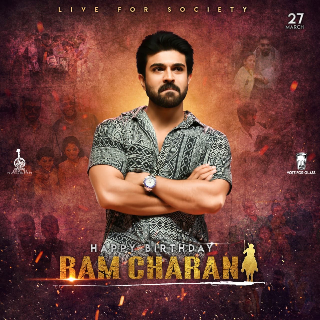 Unveiling the Common DP of  Advance Happy birthday charan  RAMCHARAN BDAY CDP 