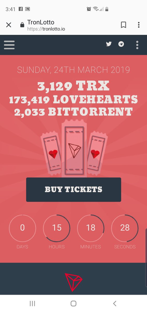 15 hours till this weeks lottery is drawn at TronLotto.io 
#TRX #LoveHearts and #BTT lotteries. Be in it to win it. Is this your lucky week????