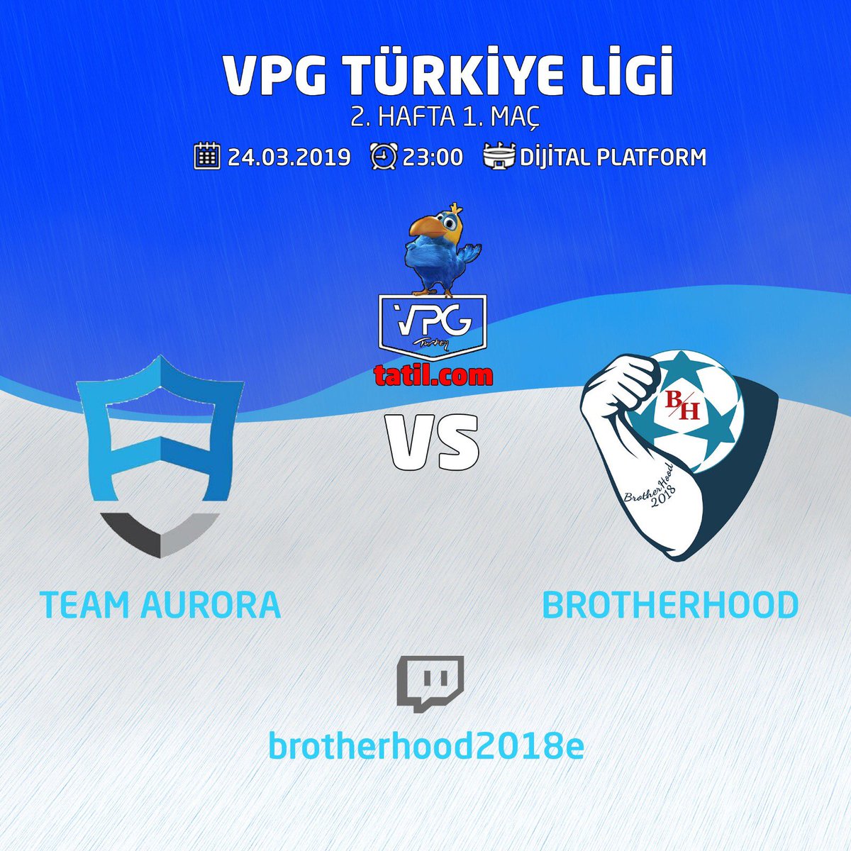 BH_2018e's tweet photo. 🏆 @VPGTurkey 
📅 24.03.2019
⏰ 23:00 
🆚 Team Aurora

🏆 @VPGTurkey 
📅 24.03.2019
⏰ 23:30 
🆚 Singularity Esports

📺 https://t.co/sjcBJO1Vjz… https://t.co/zurhaSBy8H