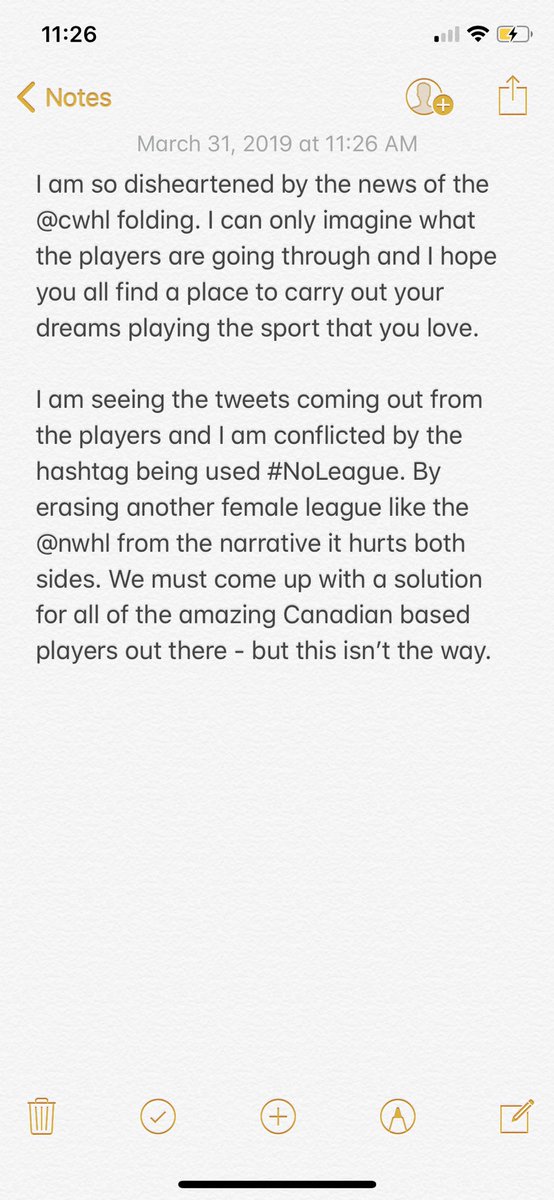 Hbrowne24's tweet photo. Some of my thoughts on the news coming from the @TheCWHL https://t.co/GE3452RgE4