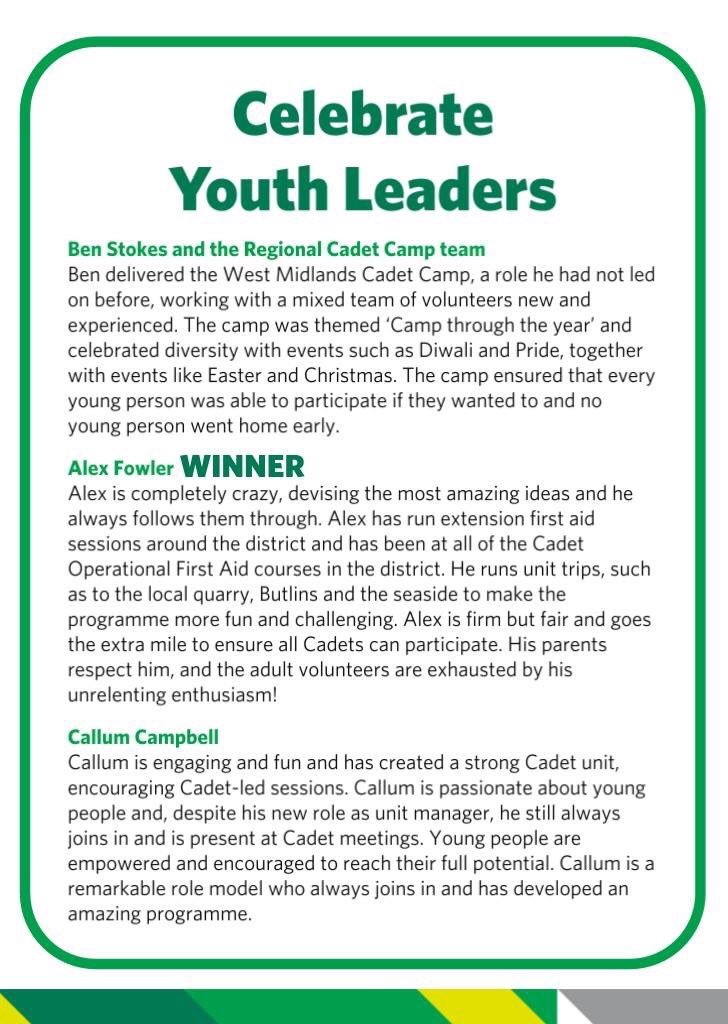 Karen_McKe0wn's tweet photo. And not forgetting our @callum_etc from @BhamCentralASU @Alisha_SJA from @BhamCentralASU and Nelson ESU for Celebrate Youth Leaders, Celebrate Most Improved Unit and Celebrate Cadets nominations and winners! Very proud Area Manager! https://t.co/M7Nd3nye2k