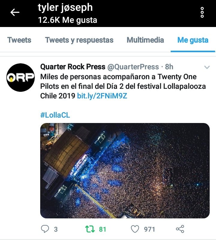 louisxsoulmate's tweet photo. TYLER LE DIO LIKE A PUBLICACIONES DEL LOLLA EN HILE ...AGUANTE !! 💛💛 #LollapaloozaChile #LollaTOPCl #LollaCL https://t.co/4yEo3g8PvY