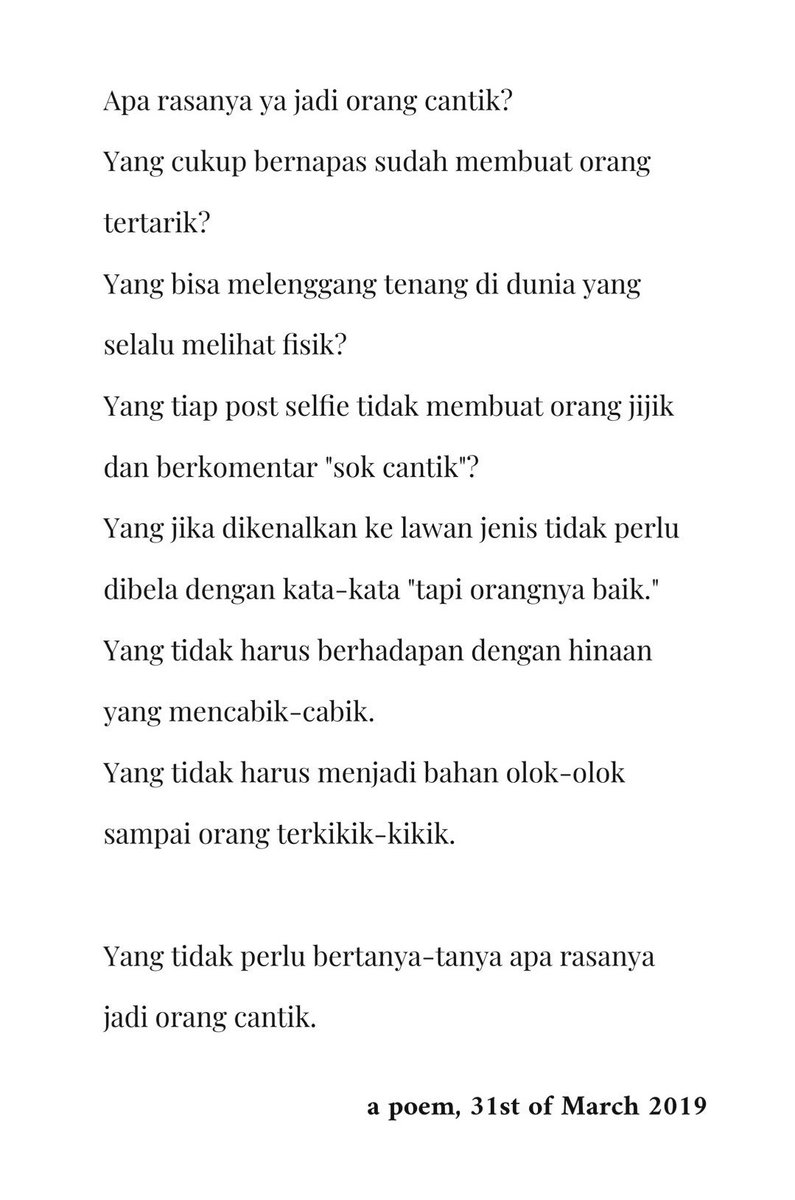 Apa rasanya ya jadi orang cantik?