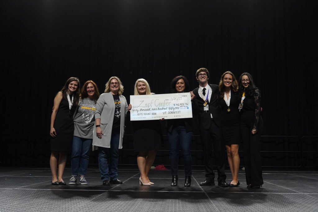 UToledoSongfest's tweet photo. We are so excited, humbled and honored to be able to present the Zepf Center with a final total of $41,538.94 fundraised by friends and family of the Toledo community. A huge thank you to all who made this possible, and as always, go Rockets🚀 #RocketToRecovery https://t.co/cbVhHoP9V5