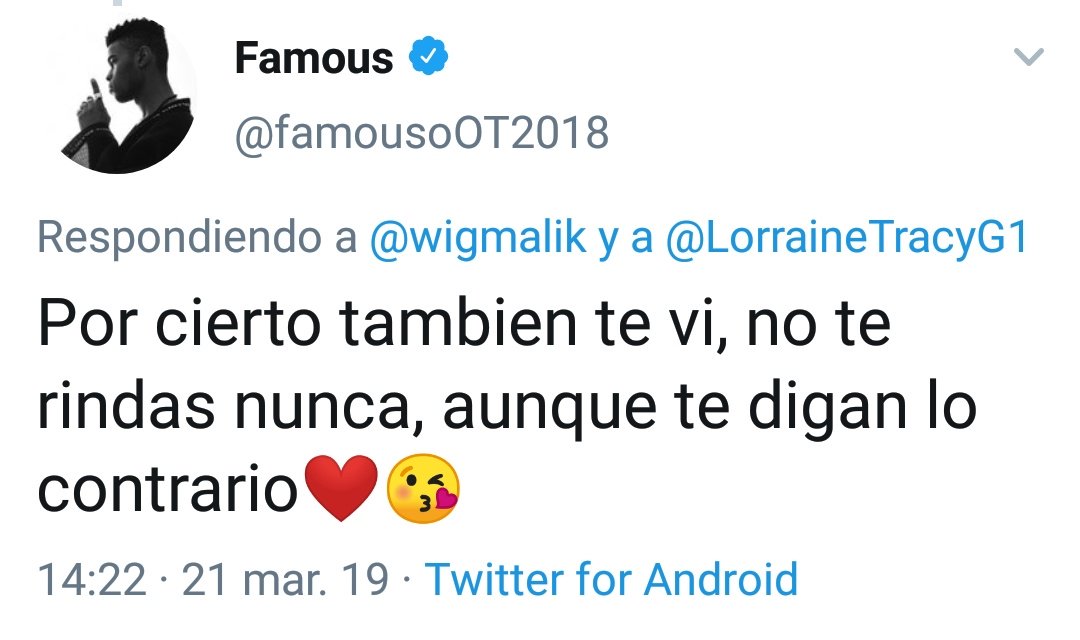 wigmalik's tweet photo. @famousoOT2018 no es una pregunta pero ojalá conocerte ya algún día y agradecerte cuánto me has ayudado a abrirme en canal y seguir cantando sin miedo de verdad y esto fue precioso 💜 #AskFamous https://t.co/z2wj0eCpTz