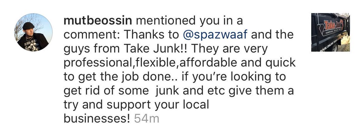 takejunk's tweet image. It’s great to hear the crew is doing an amazing job! Thanks for using #takejunk for your #junkremoval - Anthony