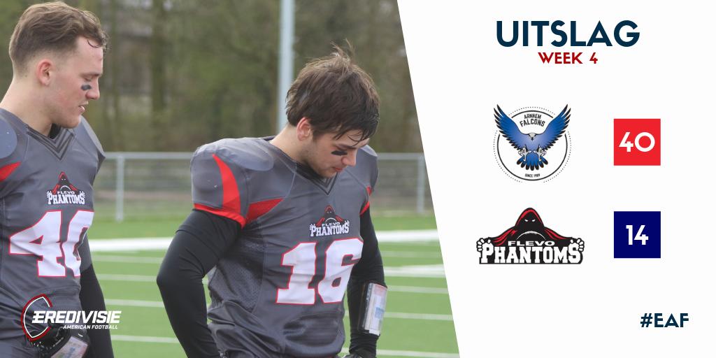 4️⃣ | #AFvsFP De <a href="/arnhemfalcons/">Arnhem Falcons</a> winnen hun partij tegen de <a href="/FlevoPhantoms/">Flevo Phantoms</a> met 40-14 #EAF