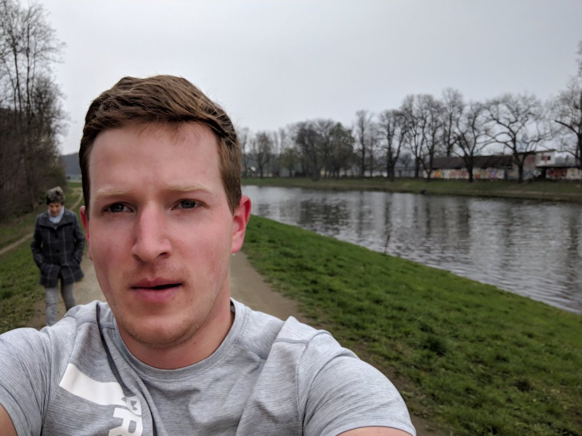 Exhausted picture of me running through Leipzig 