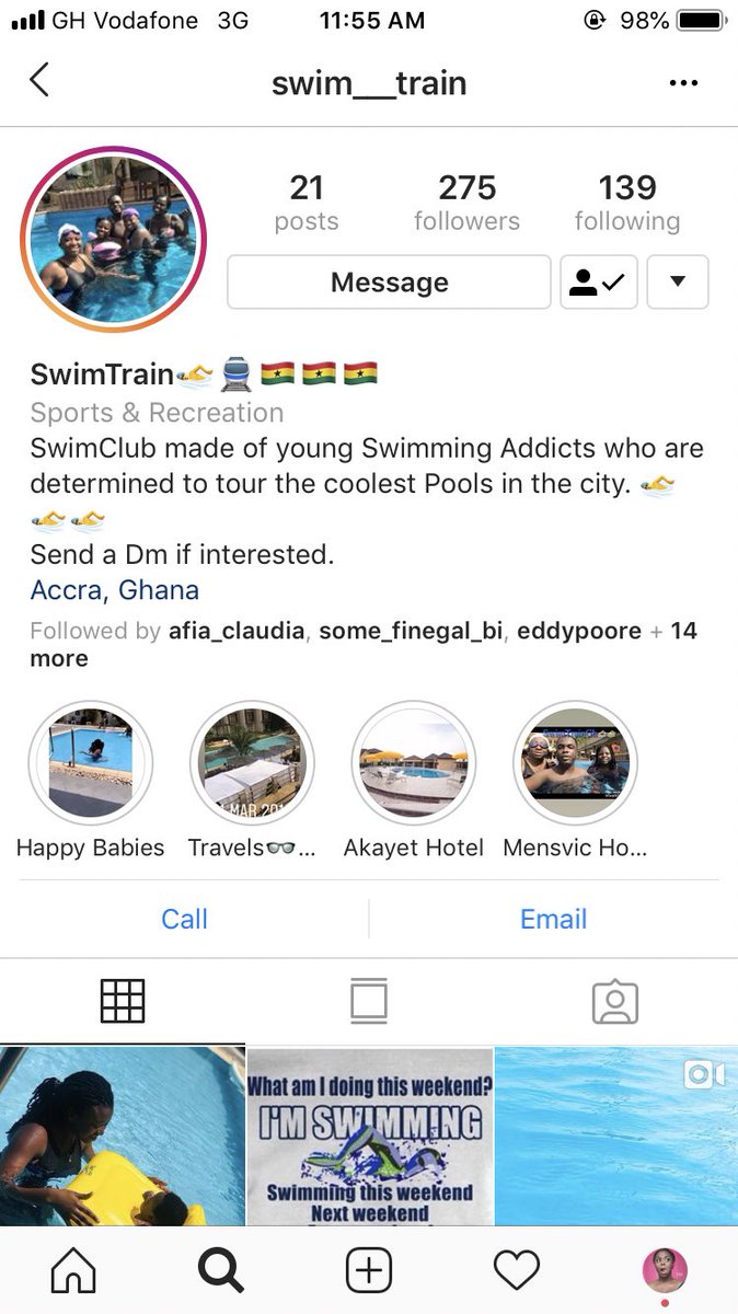 Miss_Nalem's tweet photo. Hello Guys, My Friend Judy’s Swim Club invites you to learn, practice your swimming and explore pools in Ghana. If you are interested please follow or dm @swim___train on IG. (I am not sure if they have a Twitter account) https://t.co/bydRh0c8Yz