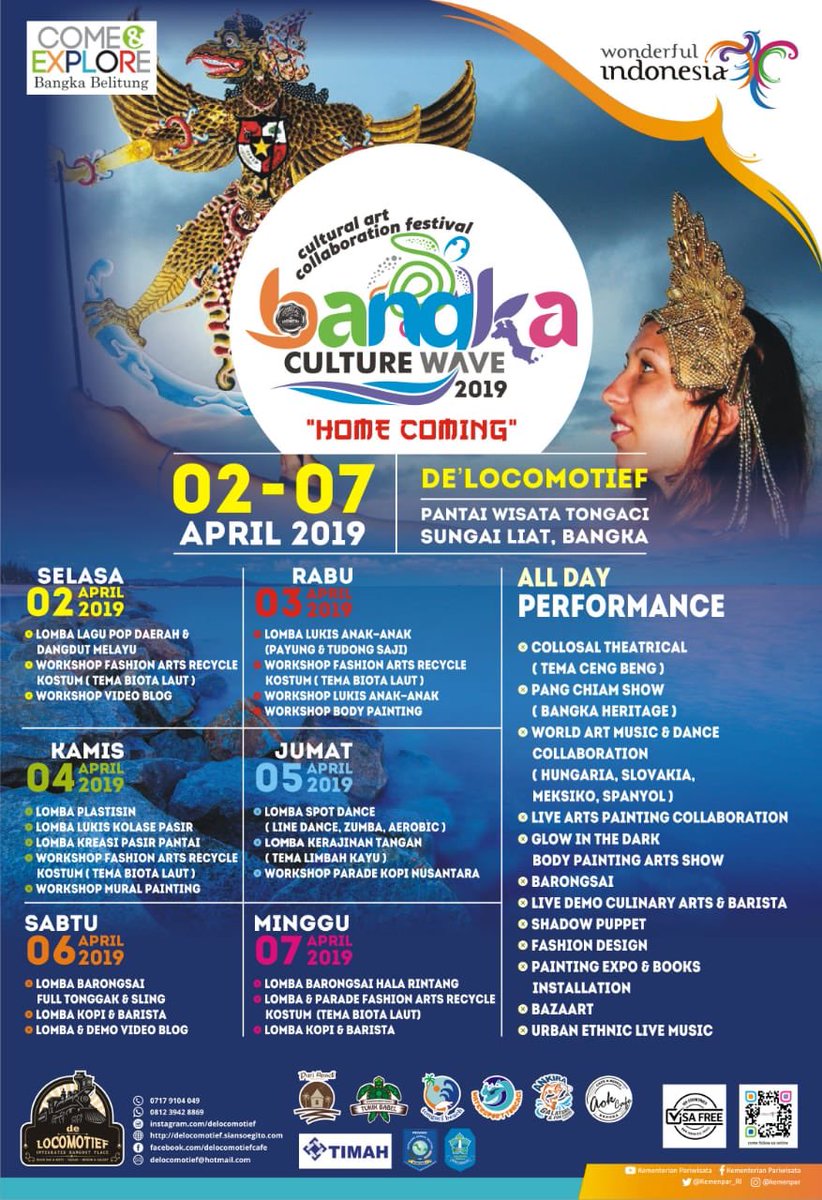 genpibkt's tweet photo. Salah satu di antara tiga agenda  pariwisata yang masuk kurasi nasional tersebut adalah Bangka Cultural Wave (BWC) 2019 yang akan mulai berlangsung 2 April 2019. #YukKeBangkaCultureWave https://t.co/aoYldIBkqo