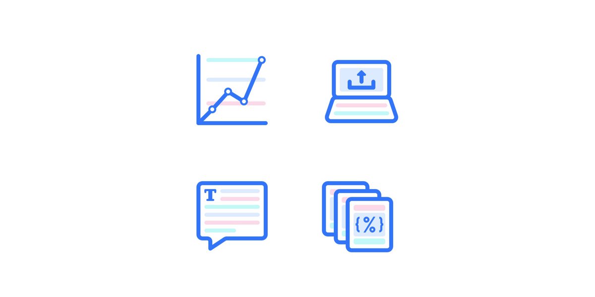 codespace_'s tweet photo. Working on some colorful icons to help explain the features; analytics, one-click deployment, blog module and templating engine. This is a first try. What do you think? https://t.co/EYRBrvdkna
