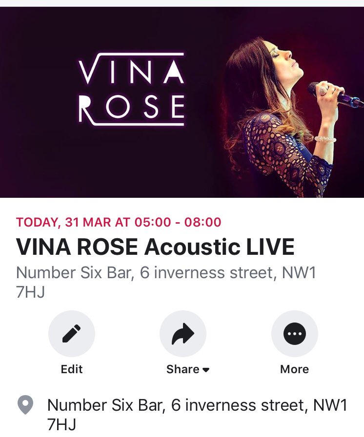 VinaRoseMusic's tweet photo. Tonight I’ll perform at @NumberSixLdn in Camden Town..
On stage at 5:30pm..
Looking forward to see you there!!!;)
#singersongwriter #livemusic #london #acoustic https://t.co/pLiwTvYdP4