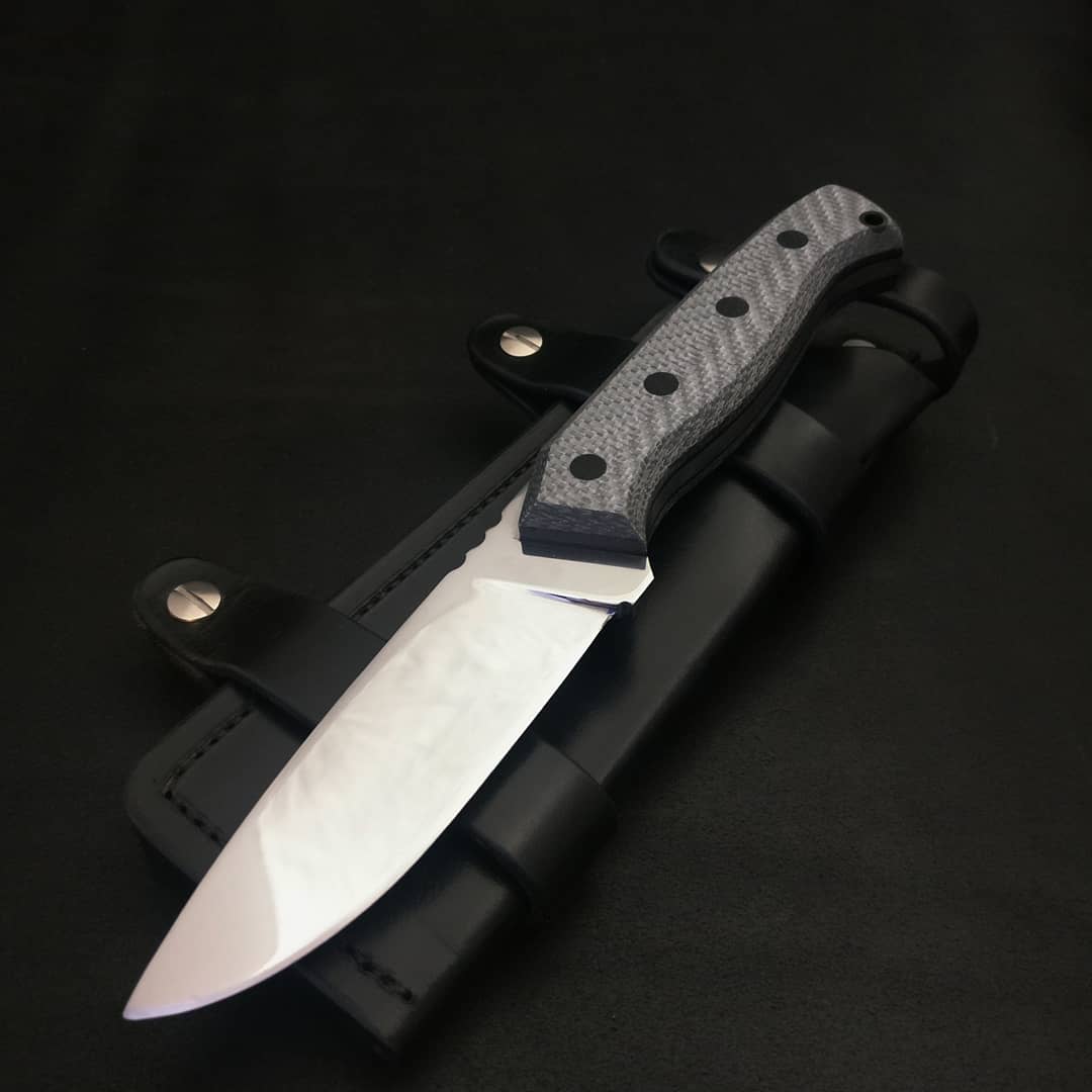 KnivesSmyth's tweet photo. 4.5mm.440b stainless Hunter. Full Tang flat grind.
Silver twill carbon fiber scales with black micarta pins & carbonn fibre lanyard loop. Double welteded italian leather sheath with scout carry option.
#knives#irishmade #irishdesigner #irishhunter #shooting #fishing #hunting https://t.co/2SuSQFEUaD