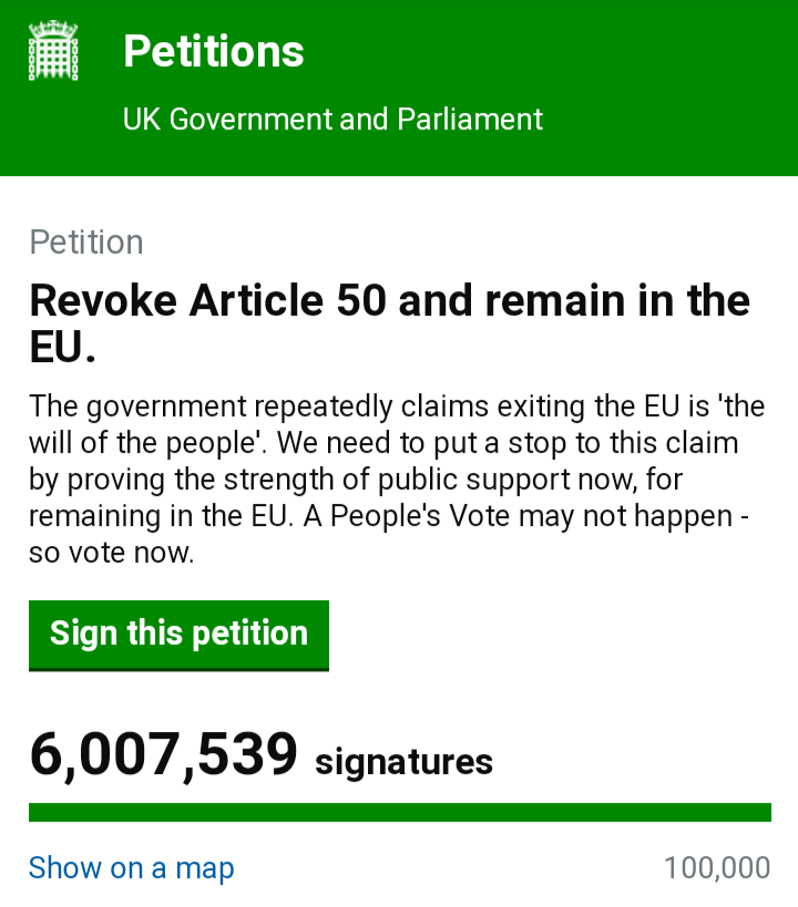 If you can downplay the wishes of the most significant petition in the UK Parliaments' Petiiton websites' history it somewhat brings into question the credibility of the whole site and any pretence that any petition is worth conducting. It's an insult to democracy and the people