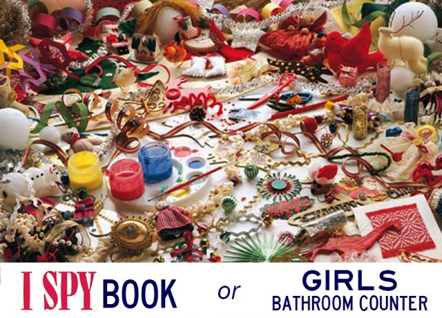 nickturani's tweet photo. It’s time to play “Is it a page from an I SPY book or is it a girl’s bathroom countertop?” https://t.co/nvsJpwQ5yc