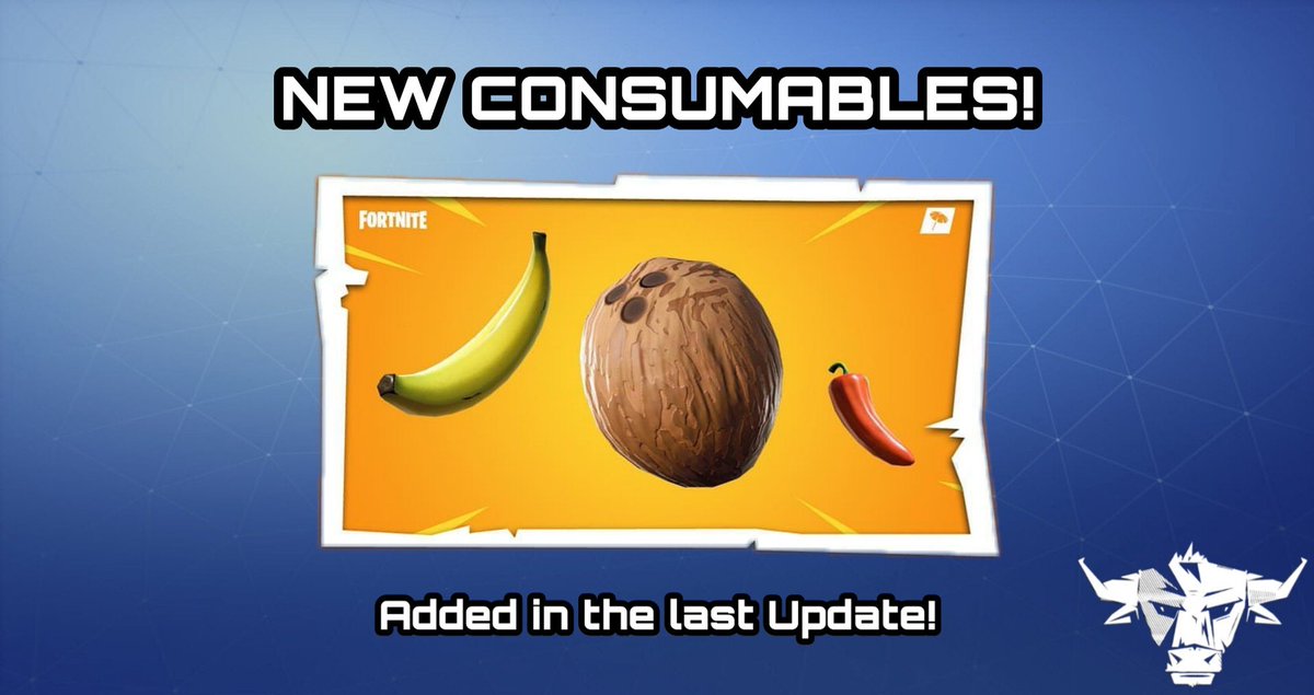 RedRazer2's tweet photo. New consumables added in the last Update!😀😁
#Fortnite #fortnite #fortnitegamer #fortnitestreamer #youtube #twitter #youtuber #twitchstreamer #youtubestreamer #skin #followforfollowback #banana #Fortnitebanana #cocconut #coconut #Fortnitecoconut #food #foodgoals #tumbrl https://t.co/rJtdf1Q6LI