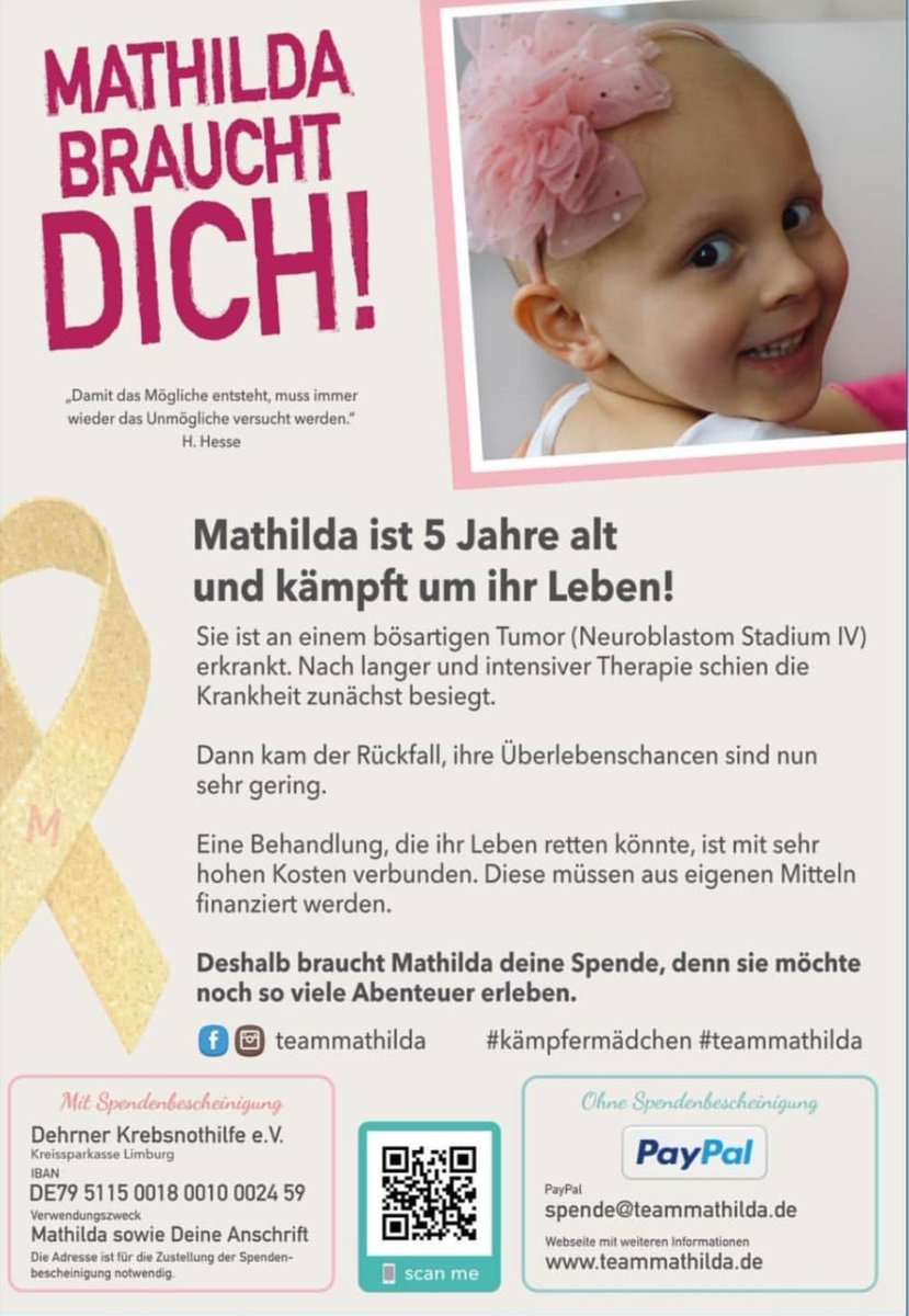 Jo23480's tweet photo. #teammathilda #kleinekämpferin #jederkannhelfen #jedercenthilft #danke https://t.co/5hNysFqKXd