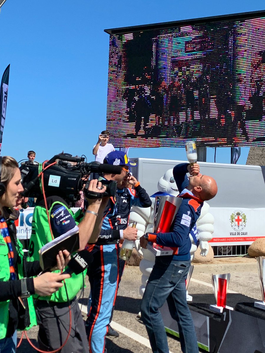 HMSGOfficial's tweet photo. #WRC The podium feeling! 🍾🏆😎 #HMSGOfficial #ToudeCorse #GameOn https://t.co/vm2A4hUmIU
