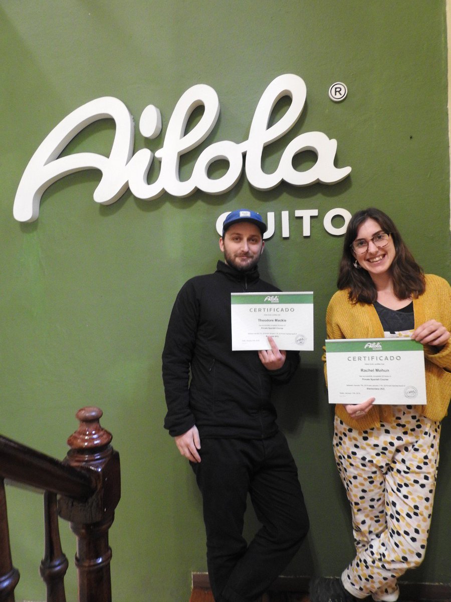 ailola's tweet photo. Congrats for completing your Spanish course at Ailola in Ecuador. Keep on learning Spanish!
#alumni #students #graduation #studentgraduation #success #certificate #languagecertificate #spanish #spanishcourse #ecuador https://t.co/nIWpTNBezU