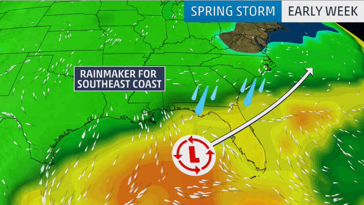 A coastal storm is expected to develop early this week, bringing rain ...