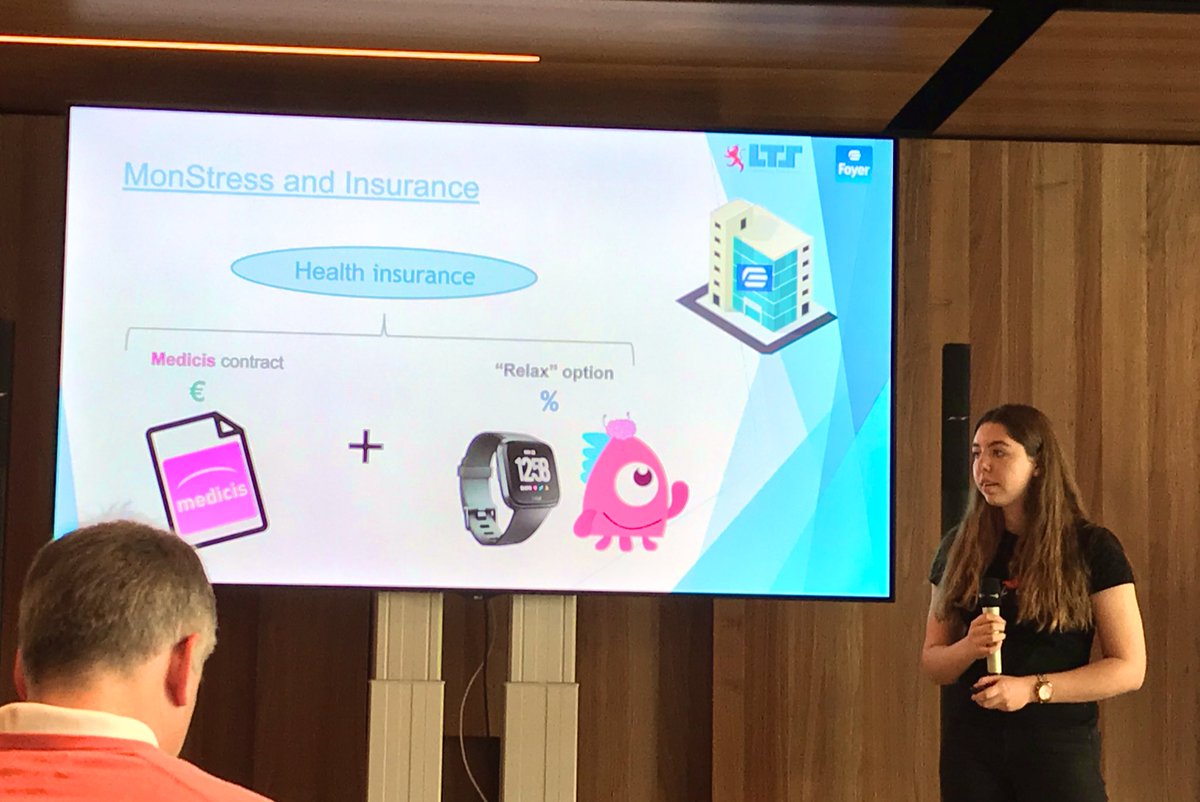 The_LHoFT's tweet photo. The @LuxTechSchool pitches for #wearable #insurance #Hackathon at @GroupeFoyer continues with Hestia « Insurance pay-per-use and token gamification app » and MonStress « adapting your life insurance on your stress level and delivering advices » 
#Insurtech #FoyerLTS2019 https://t.co/AXP0uVIzmJ