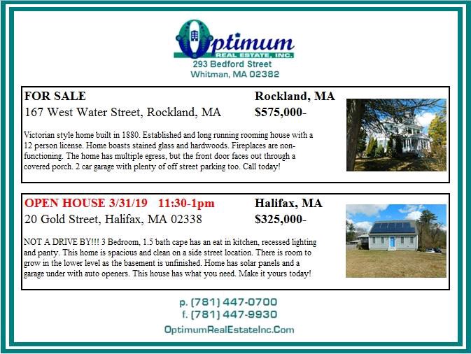OptimumReinc's tweet photo. For Sale and an Open House! Make a private showing for #Rockland or stop by for a chat and snack at #Halifax . #HalifaxMA #RocklandMA #HomeSales #FaithOptimum @faithoptimum https://t.co/7cB0dqgBQw