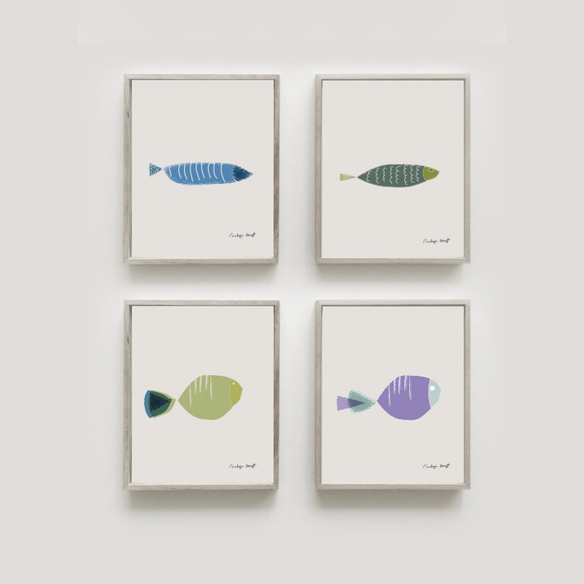 #etsy shop: Fish Print Set of 4 art prints Fish nature poster - Art print by nicemiceforyou etsy.me/2V9JSgC #art #printmaking #animal #artprint #print #setoffourprints #homedecor #fish
