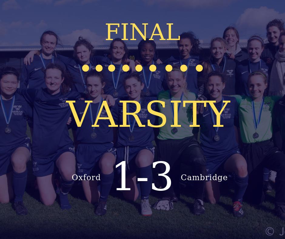 OUWAFC's tweet photo. VARSITY 2019
Oxford 1-3 Cambridge

The Blues were unlucky to lose out in this year's Varsity match after a hard fought, well contested 90 minutes of football.

Read the full report on our website ➡️ https://t.co/SkiZUigMY0

#womeninfootball #thisgirlcan #WePlayStrong https://t.co/MdRjWzIuYN