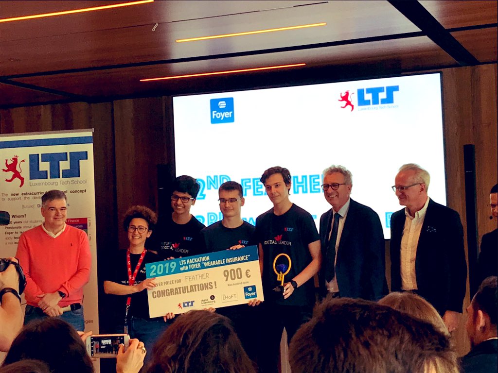 The_LHoFT's tweet photo. After all @LuxTechSchool pitches for this great #wearable #insurance #Hackathon at @GroupeFoyer winners are... 
1. Pro-Health 
2. Feather 
3. We Got Your Back 
So much energy, so many good ideas 💡😎🚀
Congrats to all the teams, coaches, mentors and jury members 
#FoyerLTS2019 https://t.co/Lmdv2rdl7F