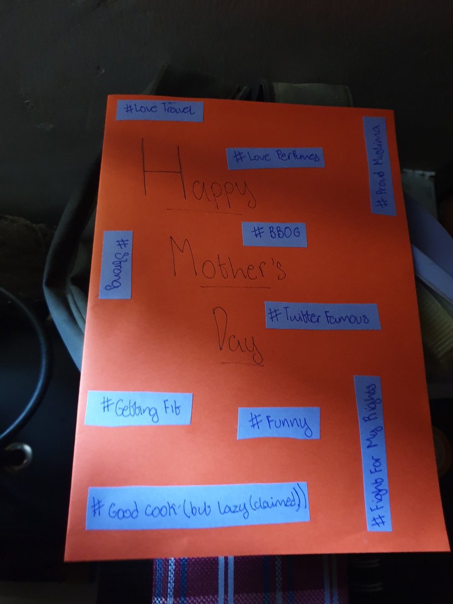 AishaYesufu's tweet photo. I woke up this morning to this beautiful gift from my daughter. I am so humbled by the hashtags!
#Strong
#BBOG
#LoveTravel
#GettingFit
#Funny
#GoodCook but lazy claimed 😁
#FightsForMyRights
#TwitterFamous
#LovePerfumes
#ProudMuslima https://t.co/uk09oFbqnS