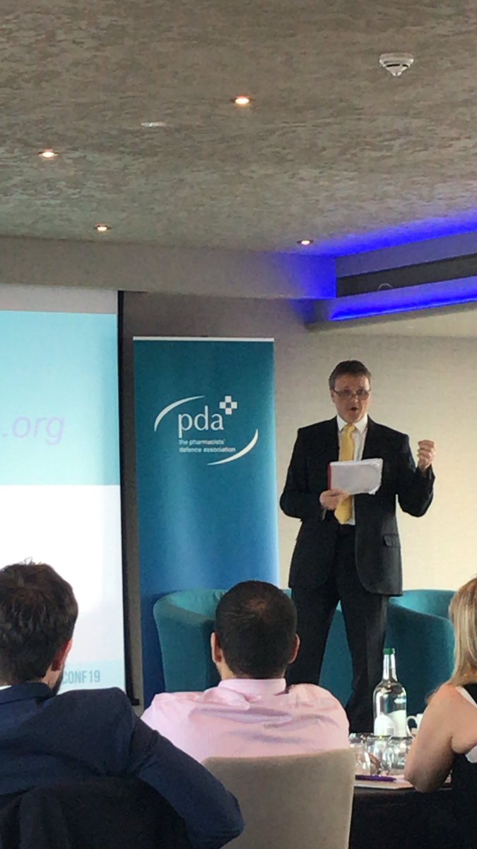 the_pda's tweet photo. Mark Koziol is wrapping up the #PDACONF19. We’ve had two excellent days with excellent speakers from UK and beyond covering a wide range of topics that matter to pharmacists and a number of training and other  smaller sessions.  Thank you all for your participation. https://t.co/fHVytqkY6Y
