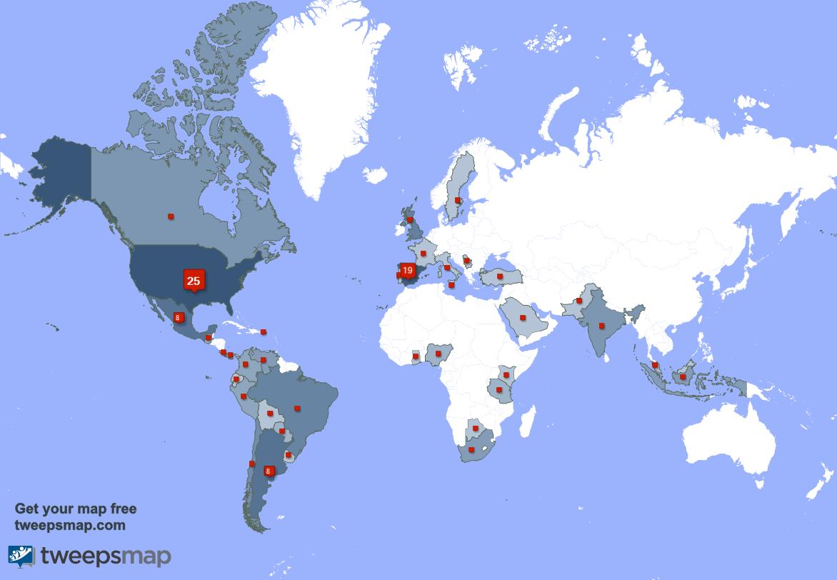 Niiimsiii's tweet photo. My followers live in USA (25%), Spain(19%)... Get your free map: https://t.co/F4wSDwuLhq https://t.co/d9atF3x3SX