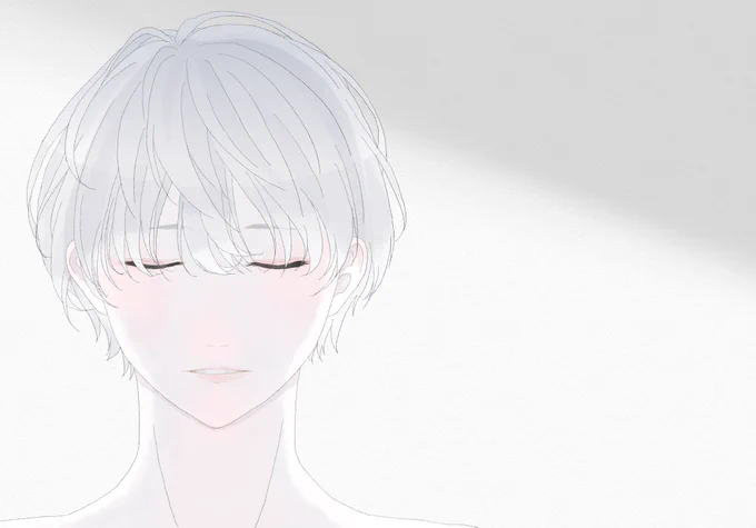 ずっと描きたかった逆光。アクセントカラーどっかに入れてもよかったかも。白すぎかな。 