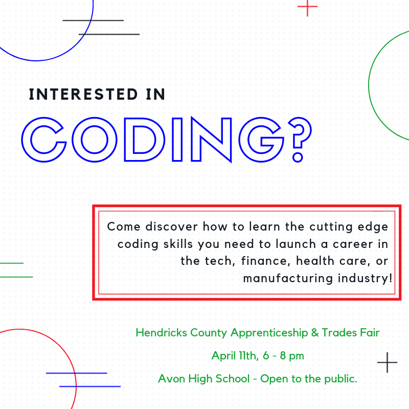 0xTokenTortoise's tweet photo. This year at the Hendricks County Apprenticeship &amp; Trades Fair, you'll have the opportunity to speak with organizations representing the field of coding! Visit Avon High School on April 11th from 6 - 8 p.m. to learn more! (This event is open to the public.) https://t.co/814RRl2SdJ