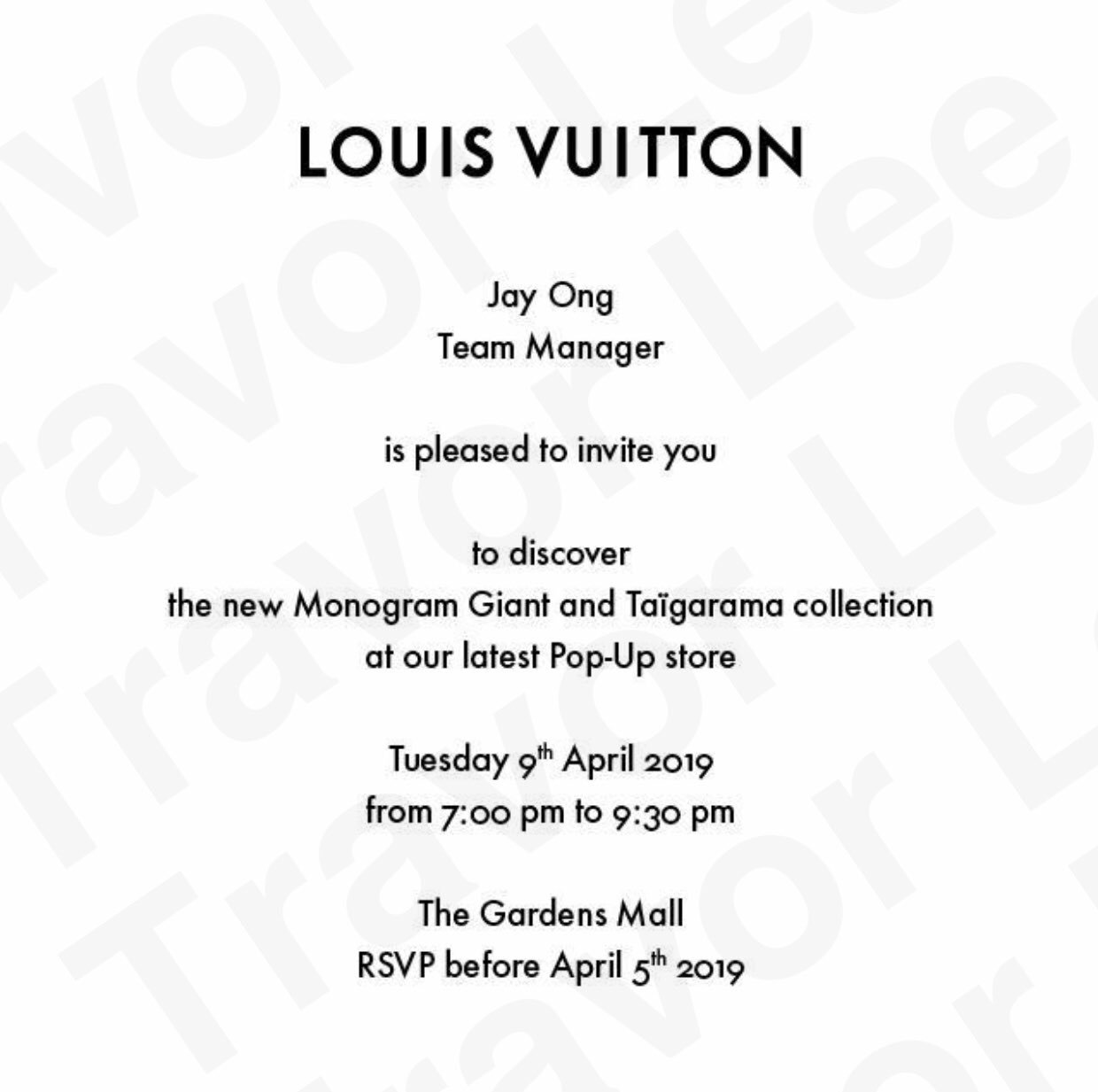 Travor Lee sur X : Thanks Louis Vuitton Malaysia for the invite